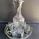 Liquor service Art Nouveau 1/2 Enamelled colored crystal with silver metal frame