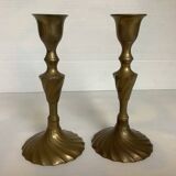 Pair of twisted brass candlesticks