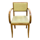Fauteuil de bureau bridge bois courbé et cuir jaune