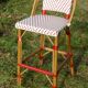 Vintage red and white rattan back bar stool 1970-80