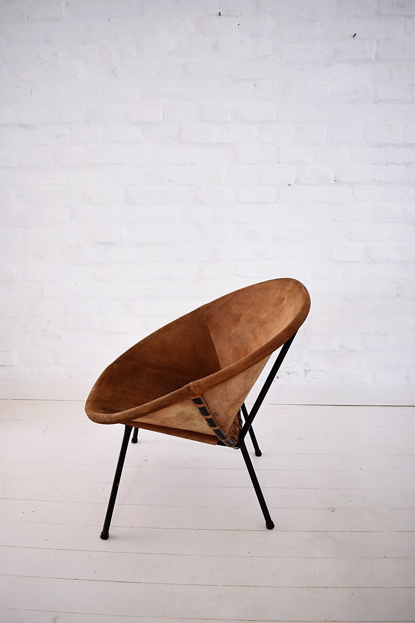 Vintage balloon suede easy chair, 1960s, Hungary