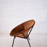 Vintage balloon suede easy chair, 1960s, Hungary