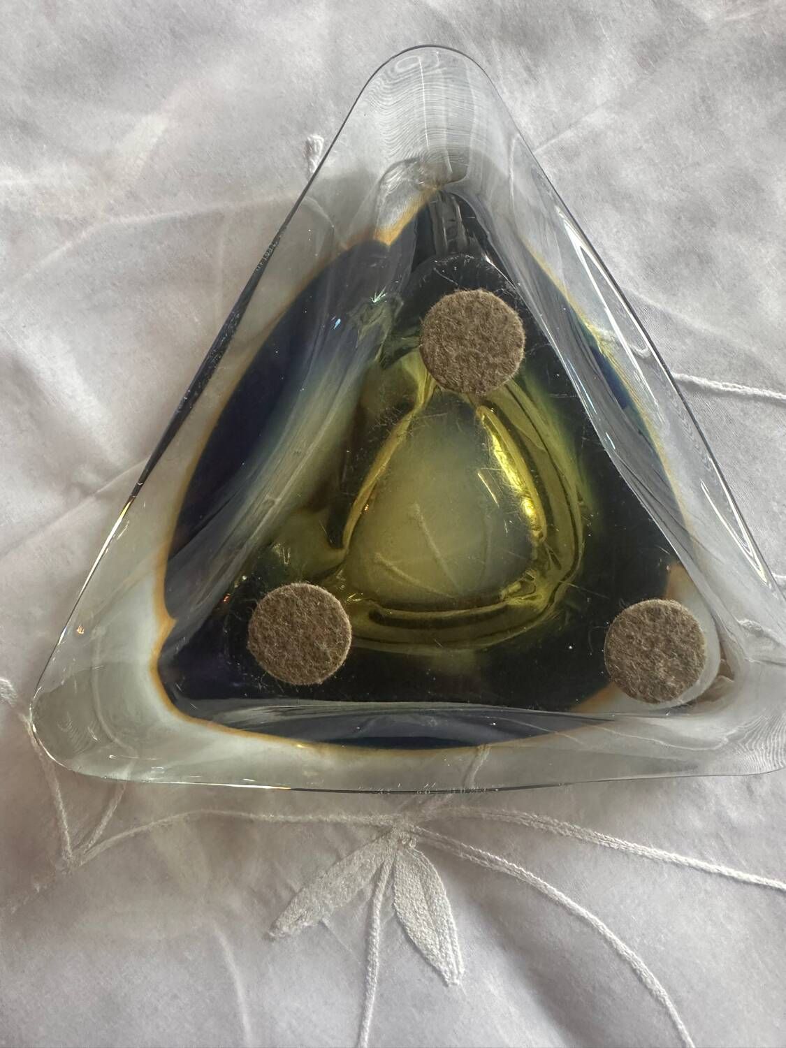 Geometric Glass Sommerso Bowl by Seguso Murano Vintage 1
