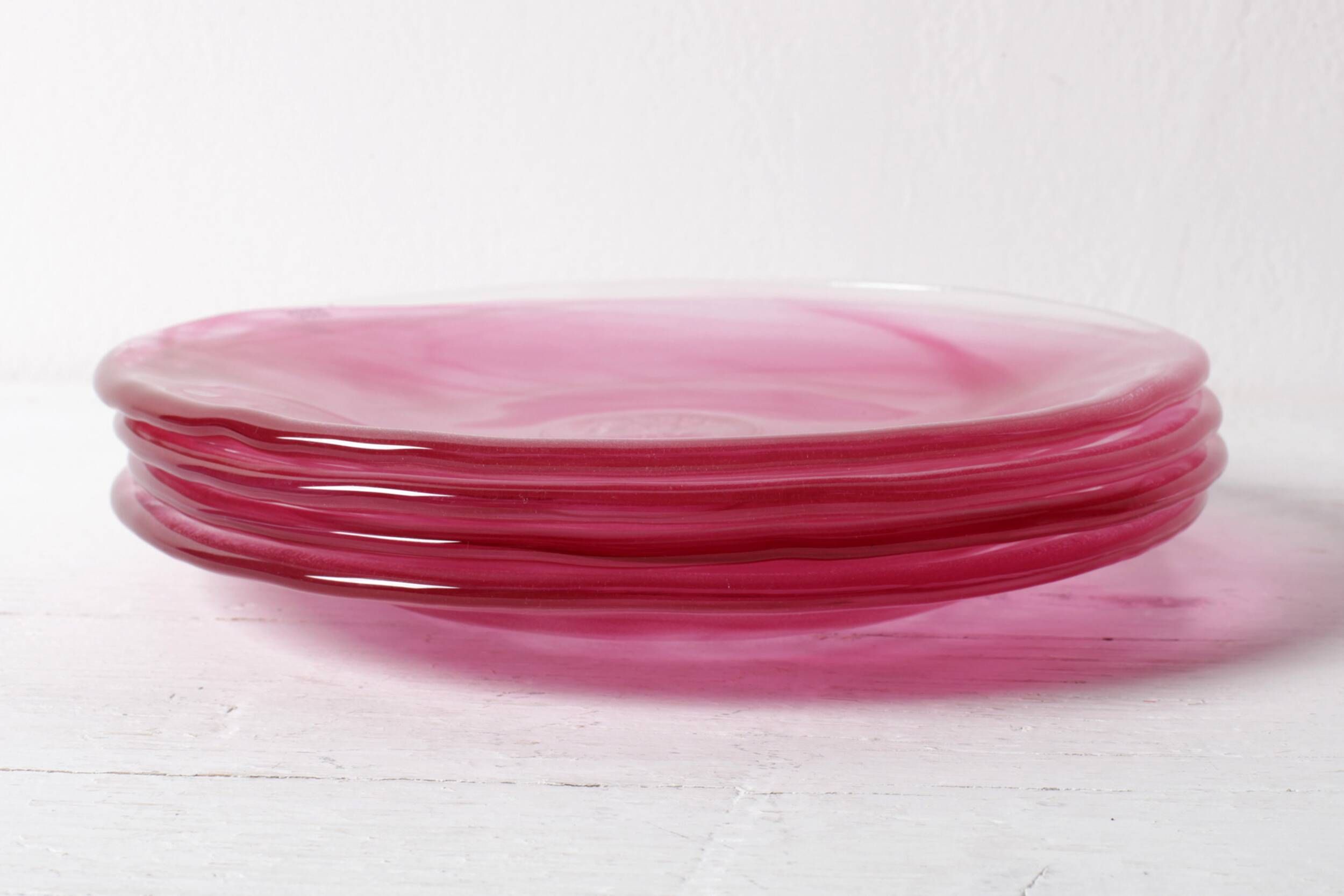 Set of 4 Kosta Boda 'Mine' Glass Dessert Plates / Ulrica Hydman Vallien
