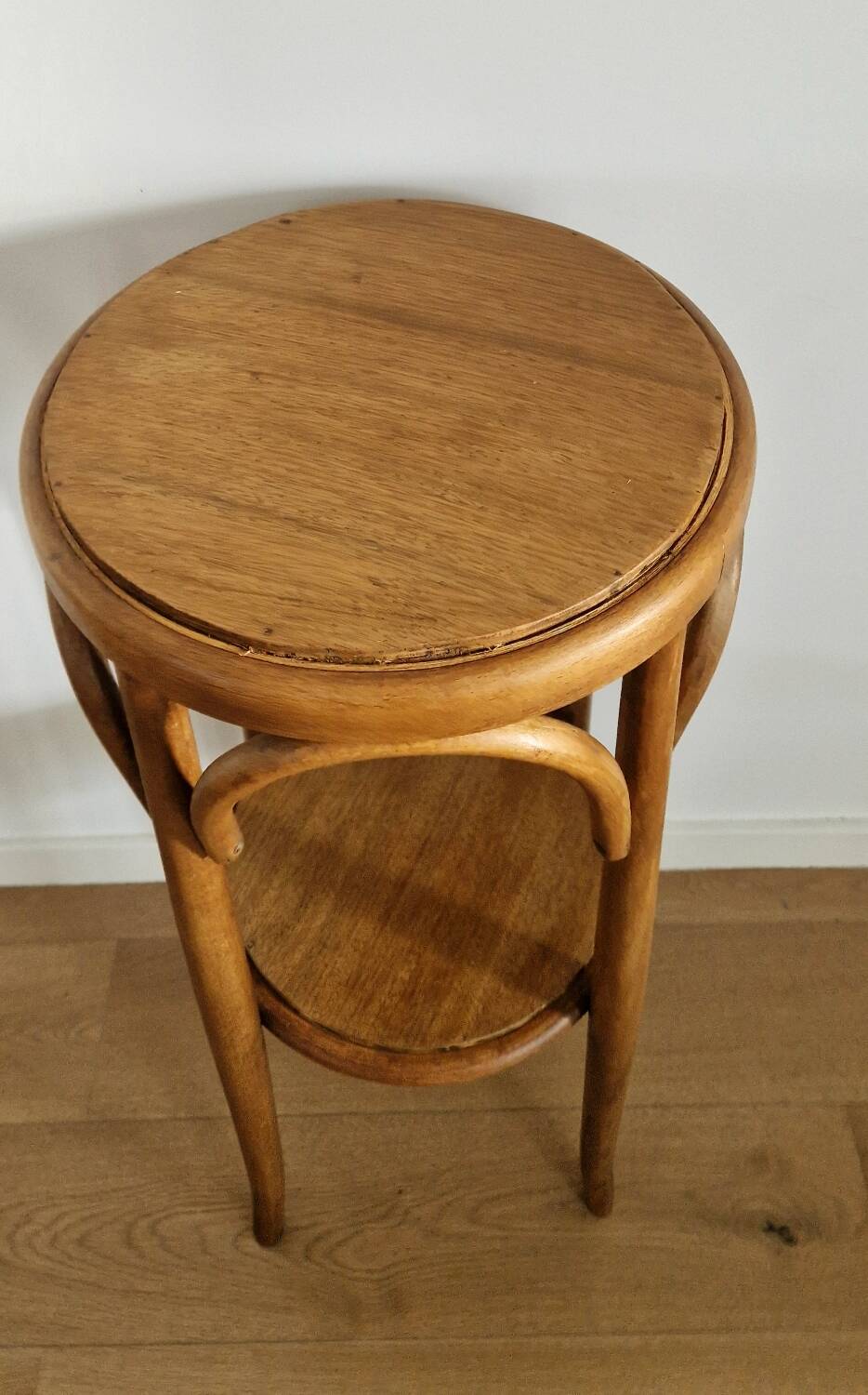 1940s curved wood side table