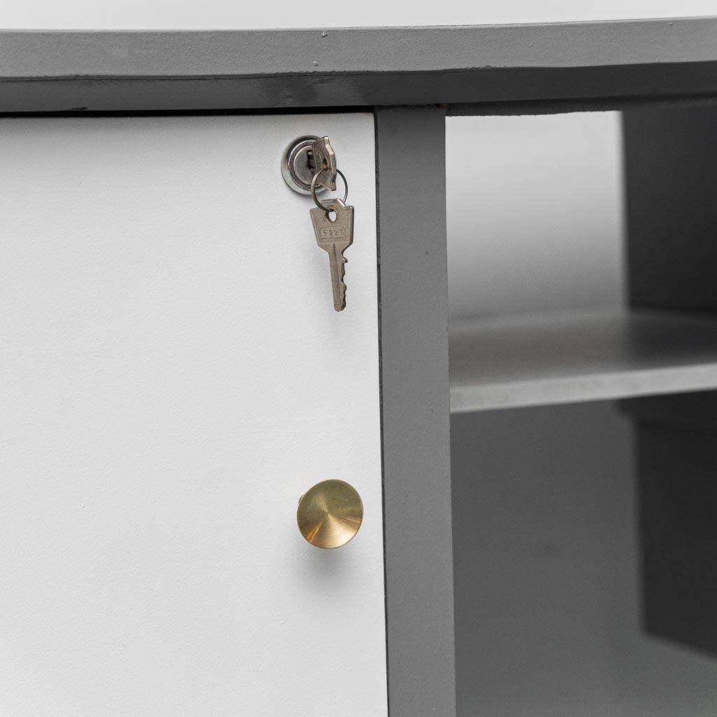 Vintage desk with drawers and metal legs 1970s modernism