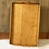 Old wooden and brass tray