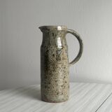 Green and brown speckled handcrafted stoneware pitcher