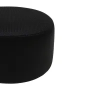 Contemporary Upholstered In Black Braided Lambskin Circular Pouff