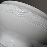 White fine porcelain soup tureen/vegetable dish from Limoges attributed to Barnardaud, vintage.