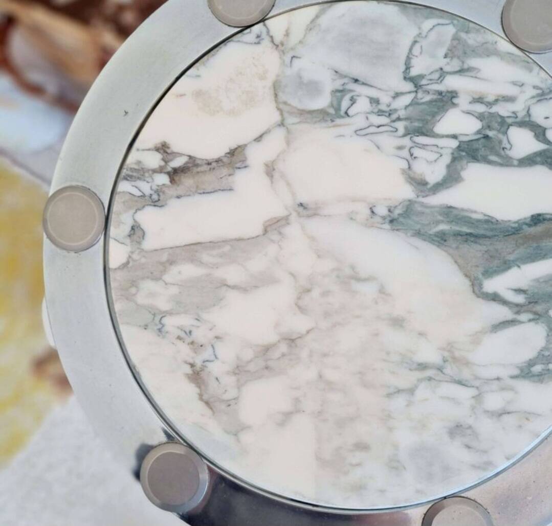Marble and chrome side table, Italy 1970s