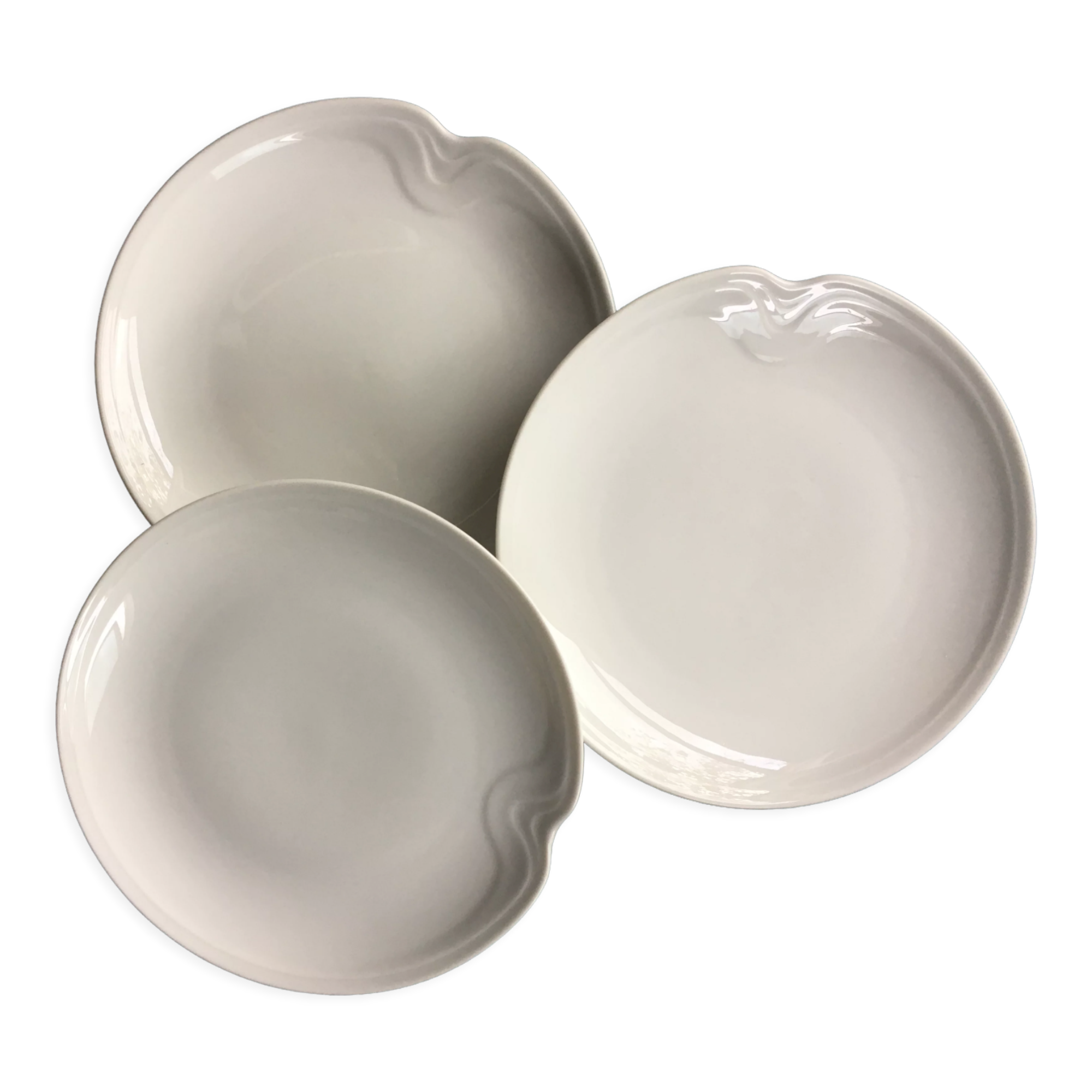 3 white porcelain dessert or serving plates