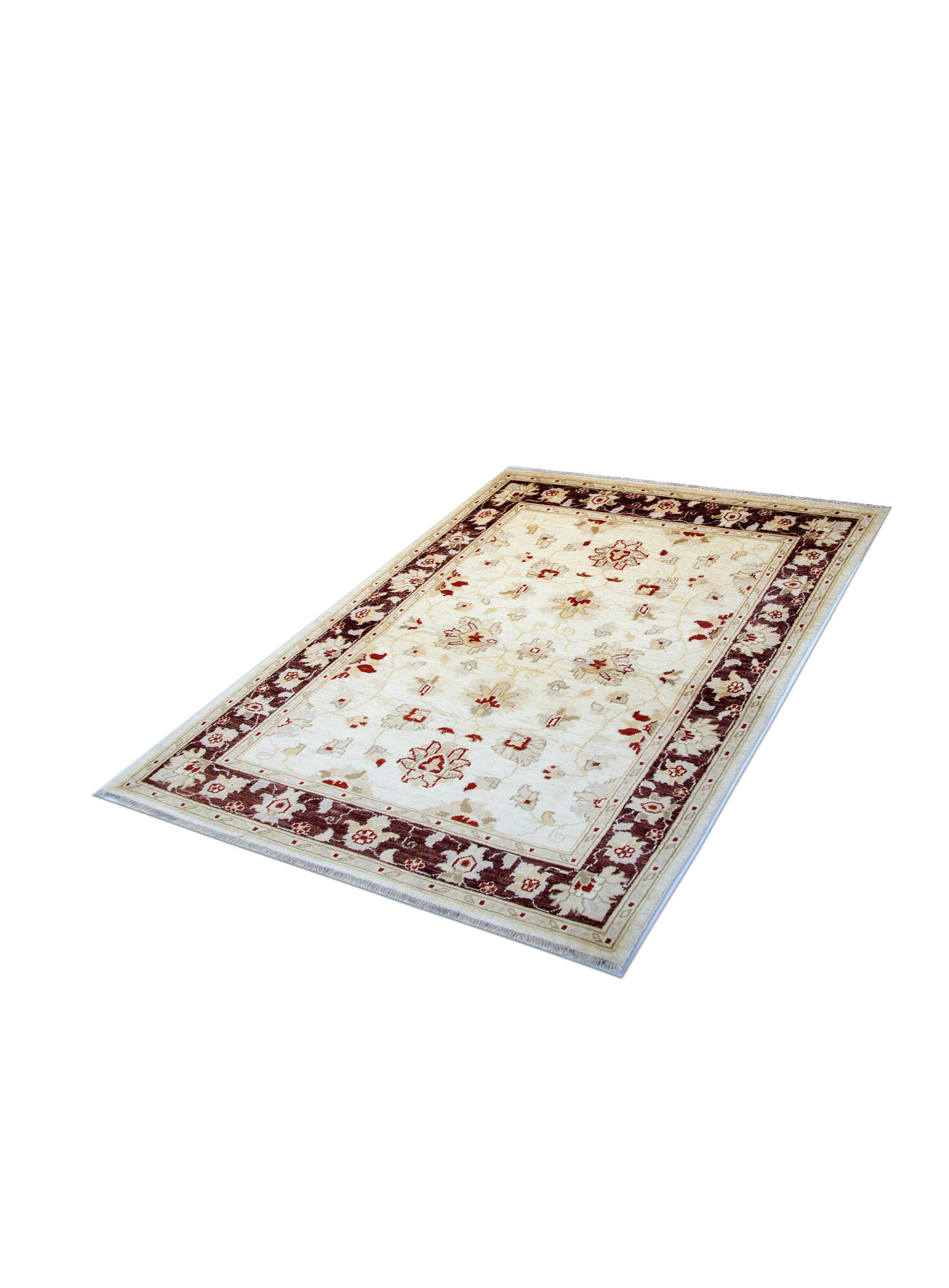 Traditional ceam wool ziegler rug handwoven floral carpet- 106x150cm