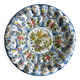 Grand plat décoratif peint à la main avec motifs floraux et oiseau