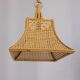 Vintage 1960s Bamboo and Straw Pendant Lamp, Italian Design