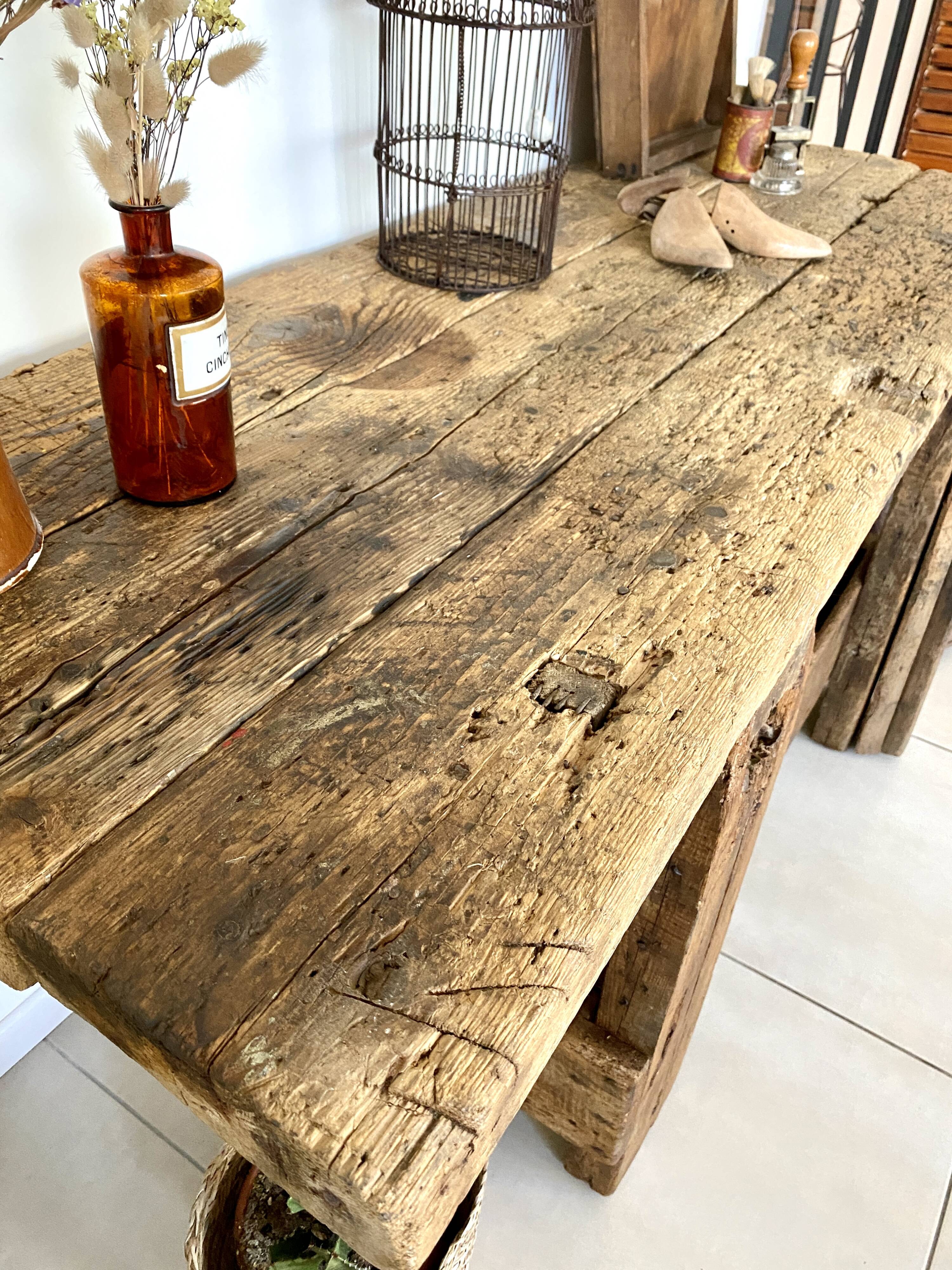 Old wooden workbench