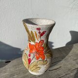 Italian ceramic vase from 1950 with floral decoration