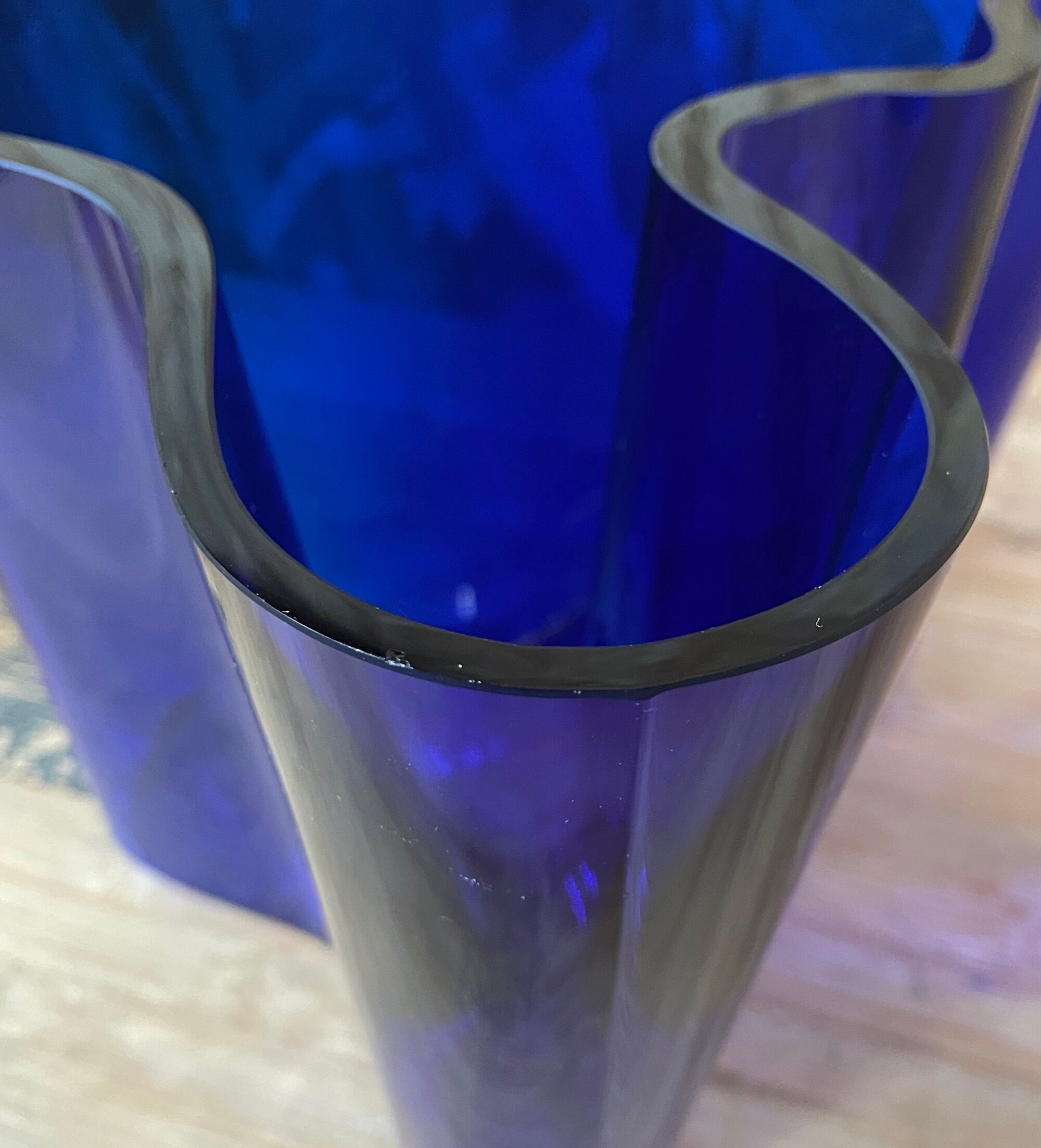 Cobalt blue Savoy vase by Alvar Aalto, numbered and signed 1989