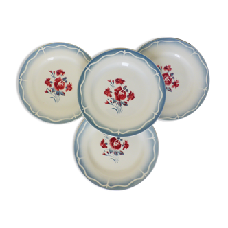 4 assiettes plates de Digoin Sarreguemines modèle Nina Rosa 210411