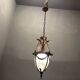 Bronze etched glass light pendants, 1970