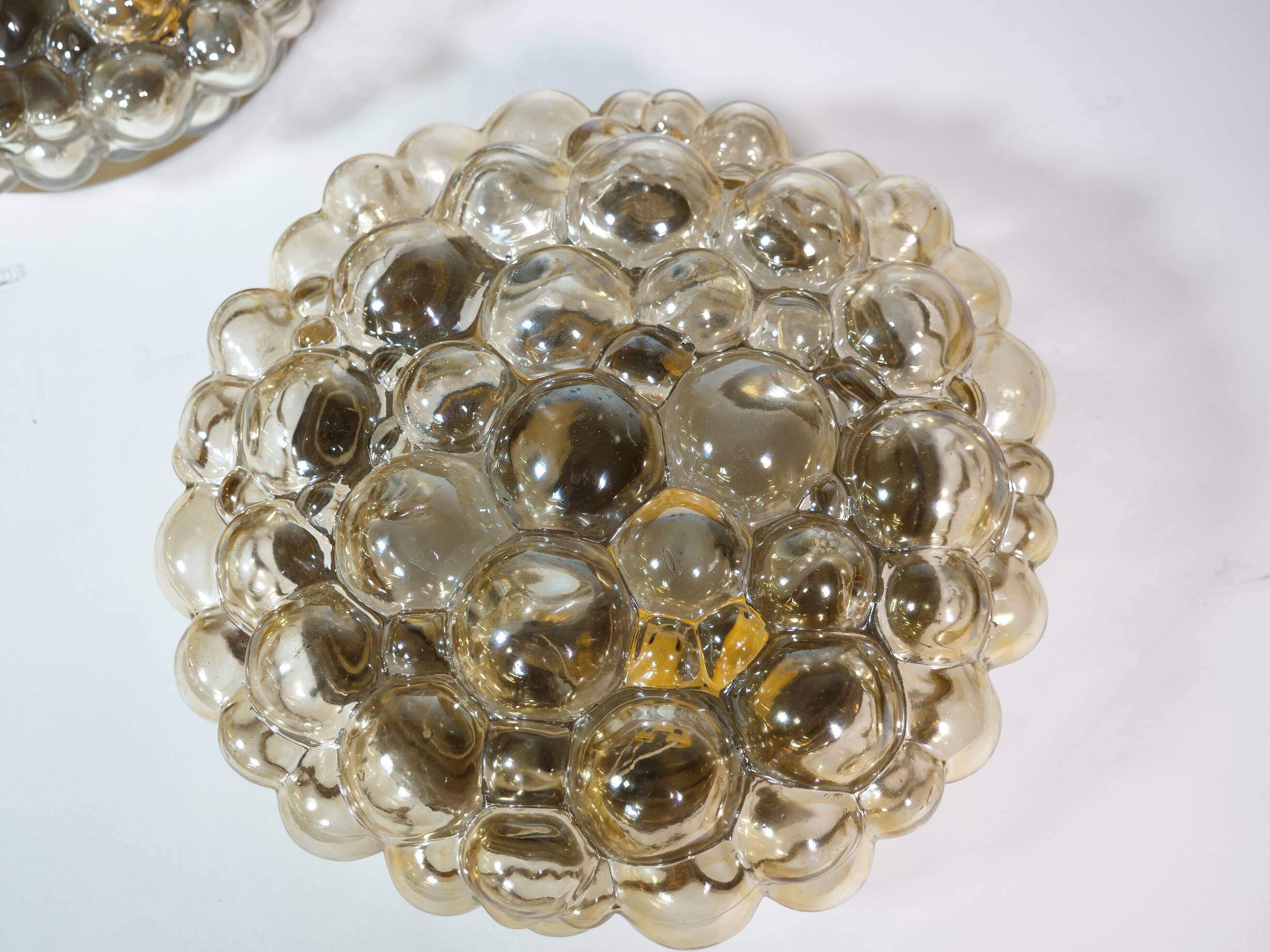 Plafonniers en verre bullé par Helena Tynell pour Glashütte Limburg, lot de 2