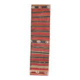 3x10 Red Brown Kilim Runner Rug 80x303Cm