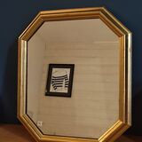 Hexagonal mirror golden carved solid wood frame
