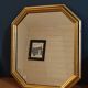 Hexagonal mirror golden carved solid wood frame