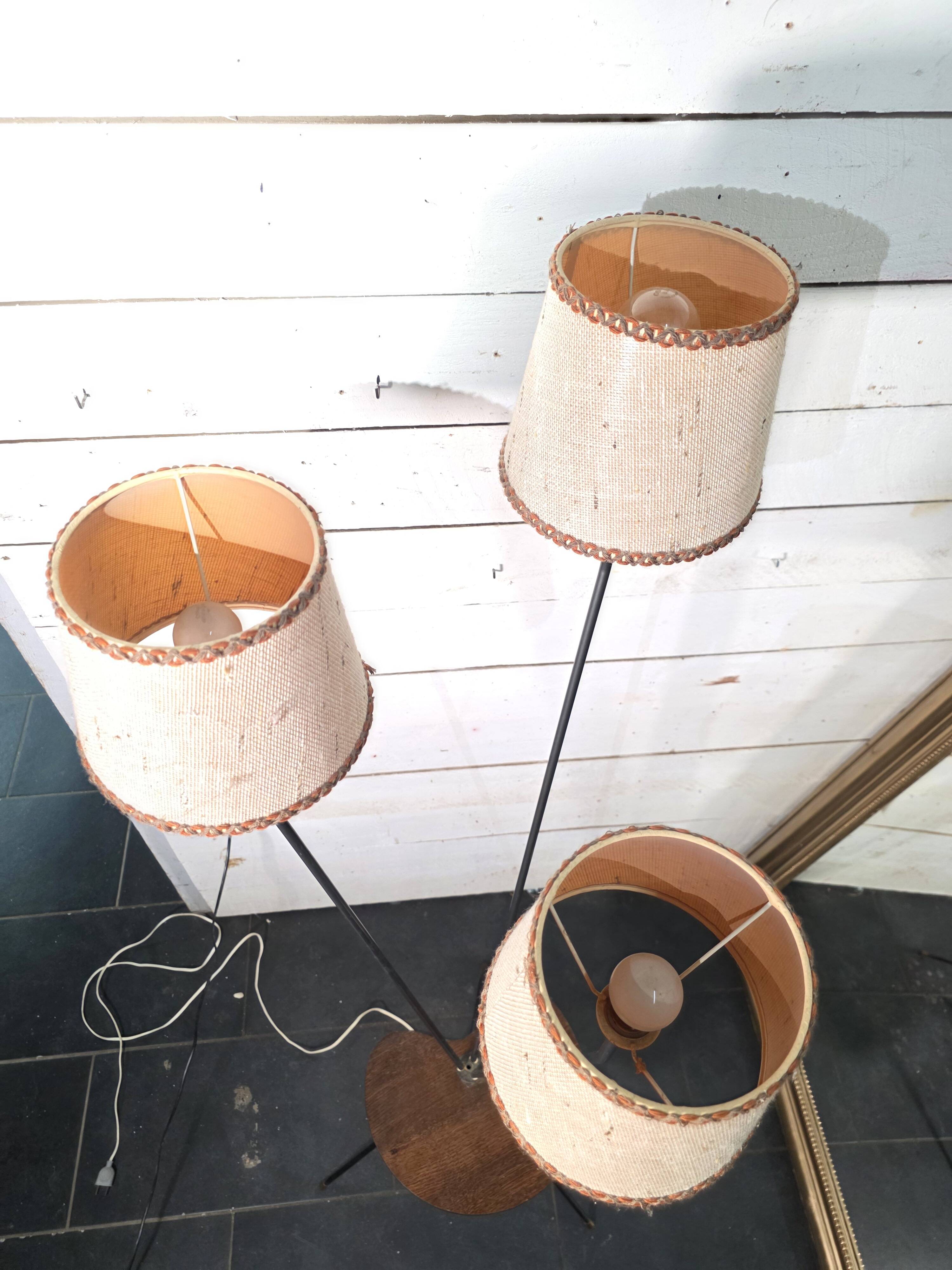 1950s/60s tripod floor lamp with 3 lights.