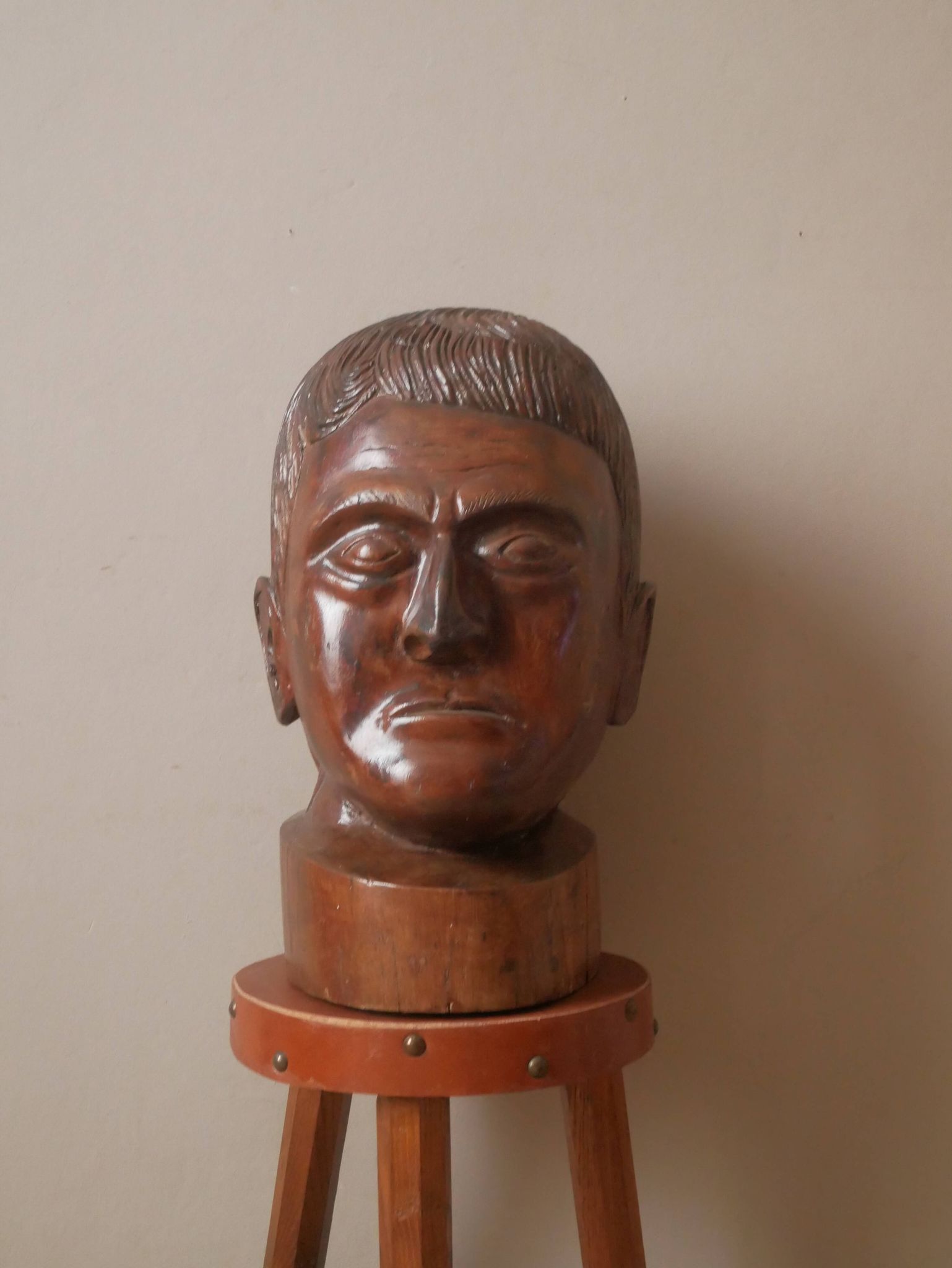 Kanak head wooden sculpture New Caledonia handmade object tribal ethnic marotte face
