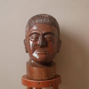 Kanak head wooden sculpture New Caledonia handmade object tribal ethnic marotte face