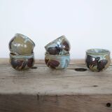 Series of 5 vintage stoneware cups