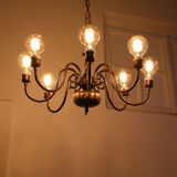 Viennese minimal brass 8-arm chandelier