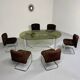 Vintage chrome and smoked glass table, 70s design, Paul Legeard DOM