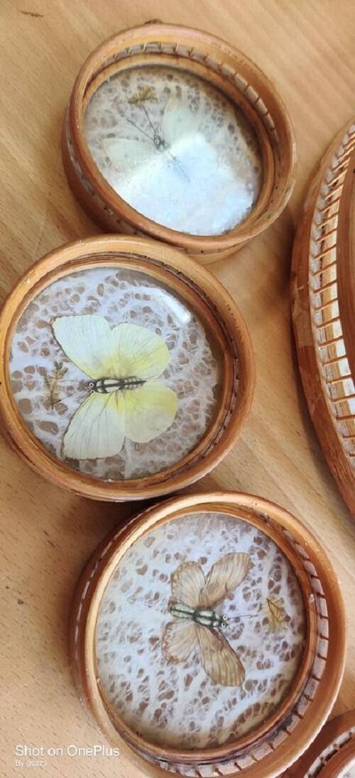 Plateau de service rotin vintage