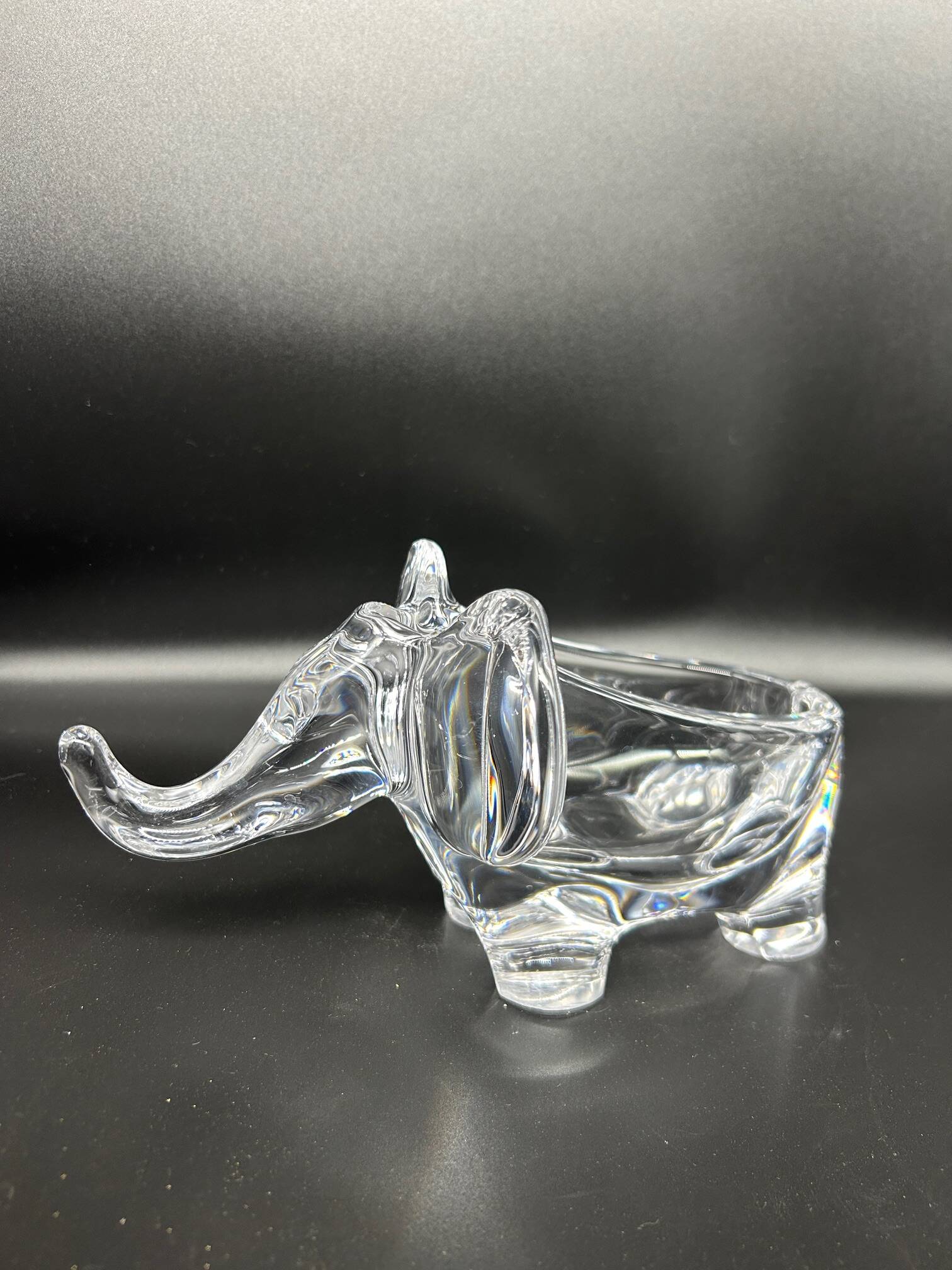 Large crystal elephant pocket tray