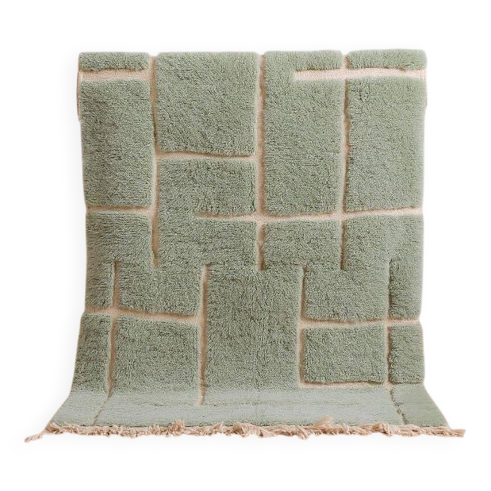 Handmade pure wool traditional green rug size 2/3 m