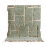 Handmade pure wool traditional green rug size 2/3 m