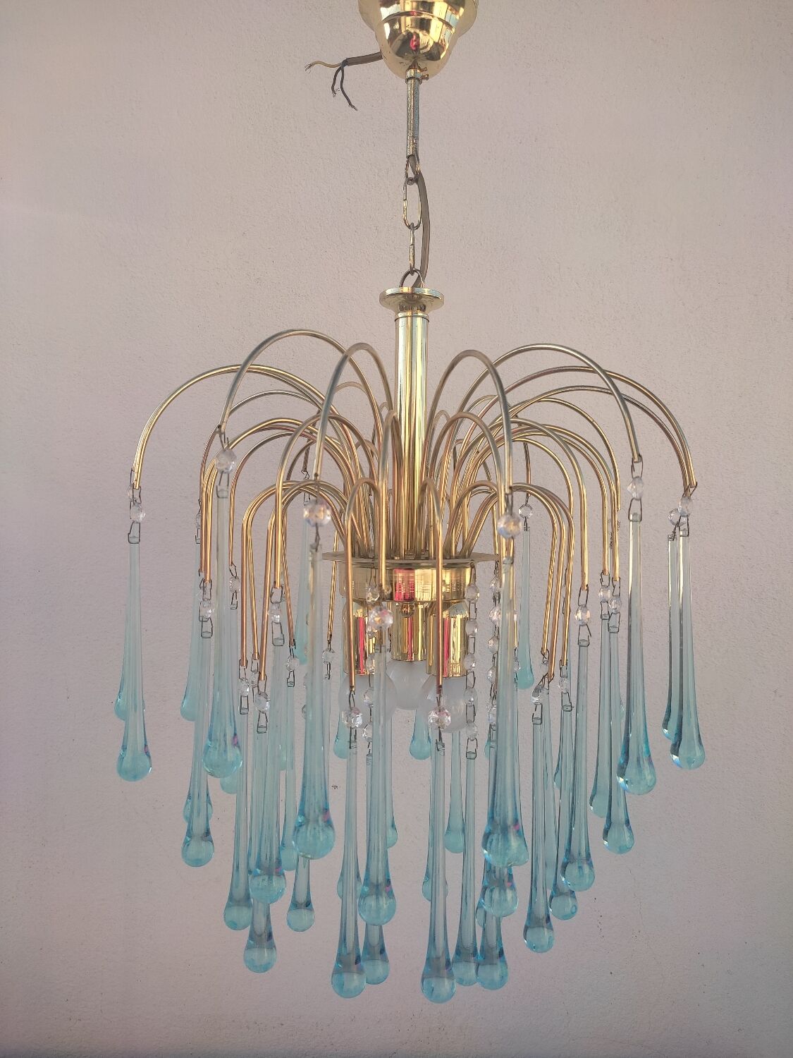 Blue drop tassel chandelier