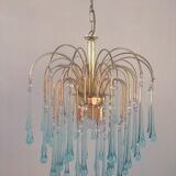 Blue drop tassel chandelier