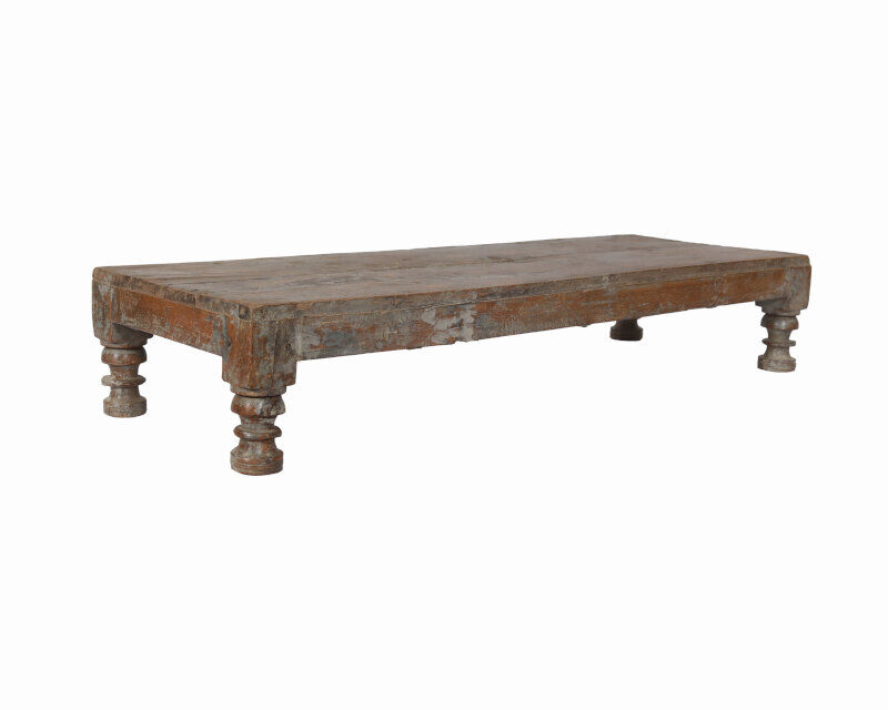 Table Low Patine Brown Old Teck Piece of Origin India