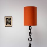 Sculptural Industrial Floor Lamp In Welded Iron Chain 80s Brutalist Design
