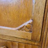 Art Deco serving trolley, cupboard on wheels in light wood.