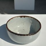 Small white glazed ceramic bowl black edges