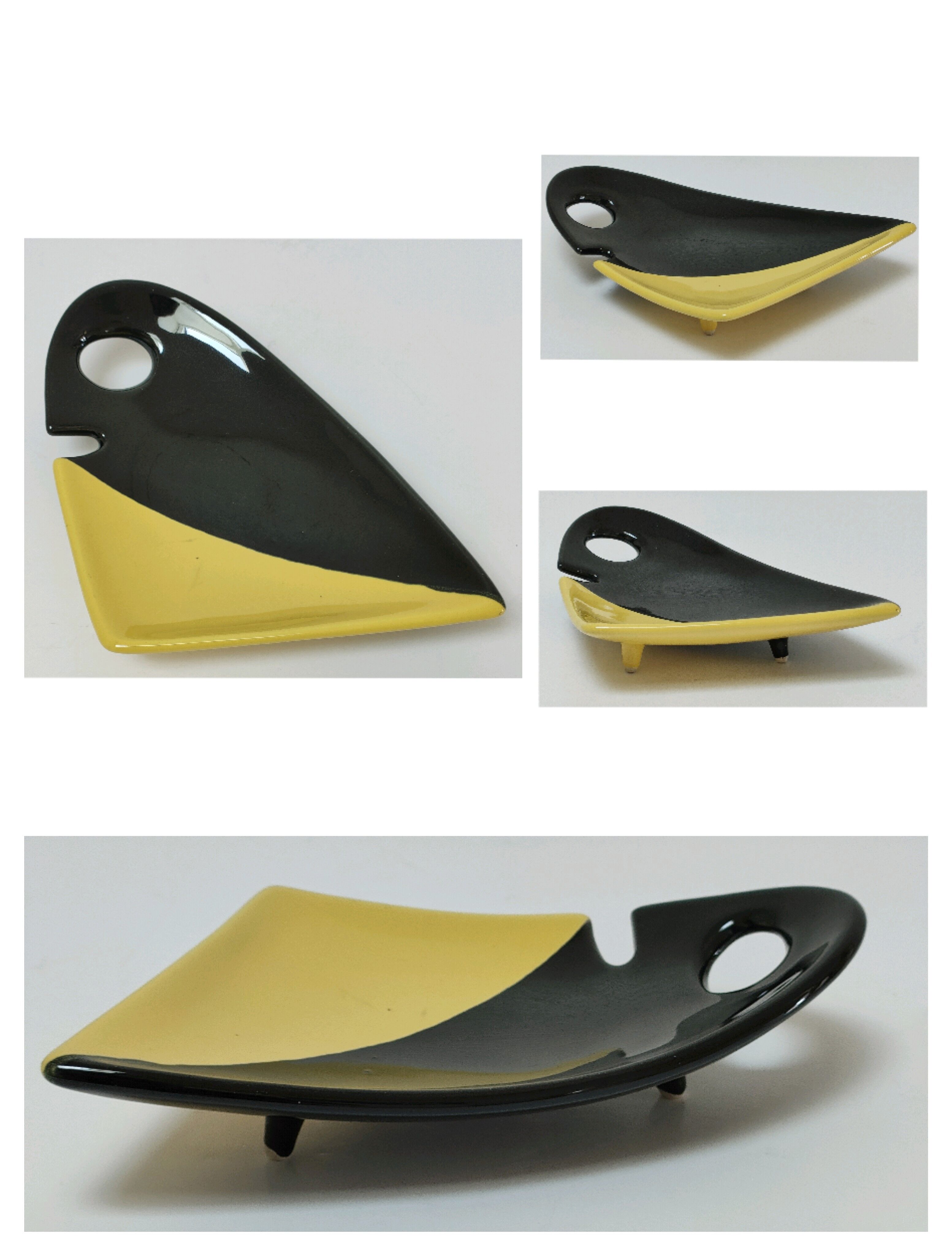 Empty pocket anthropomorphic ceramic black and yellow design 50s