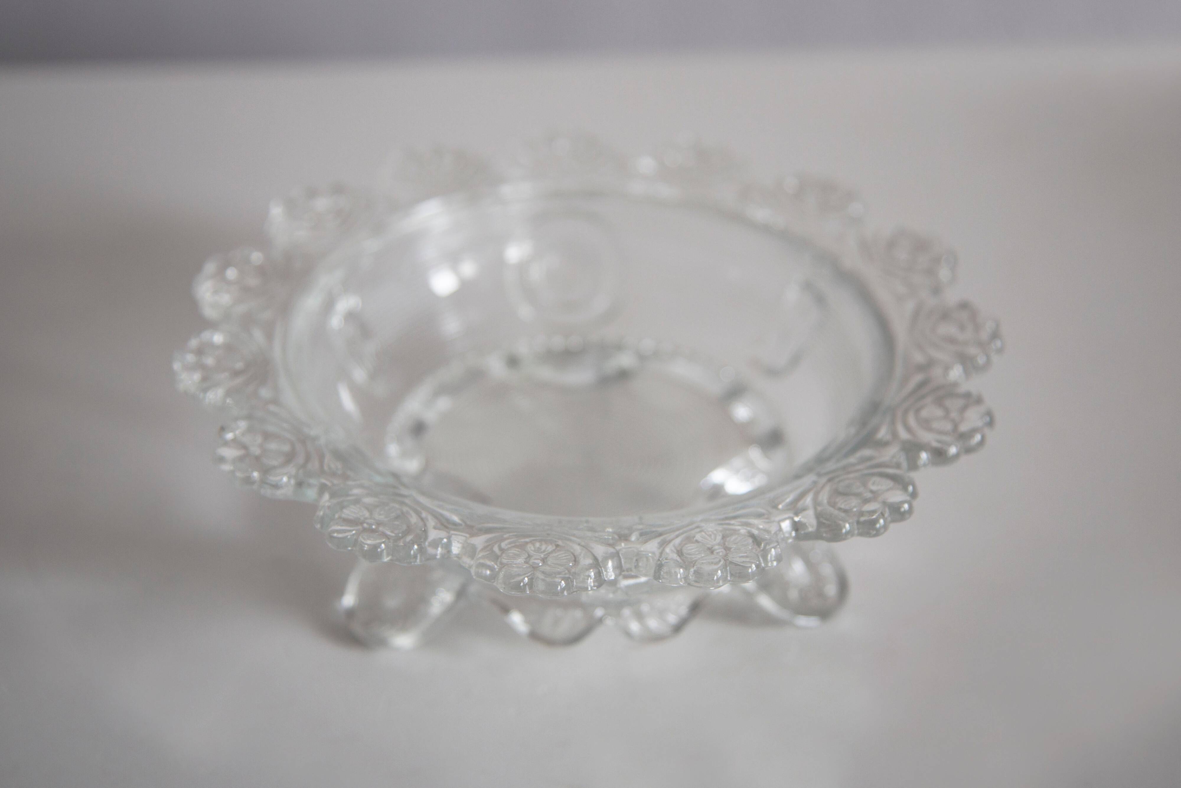 Vintage transparent glass bowl