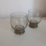 Vintage 60s/70s liqueur set in smoked glass with rim