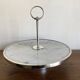 Silver-plated rotating platter and white marble pastry stand 1960 neoclassical