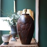 Art Deco carved wooden lamp base