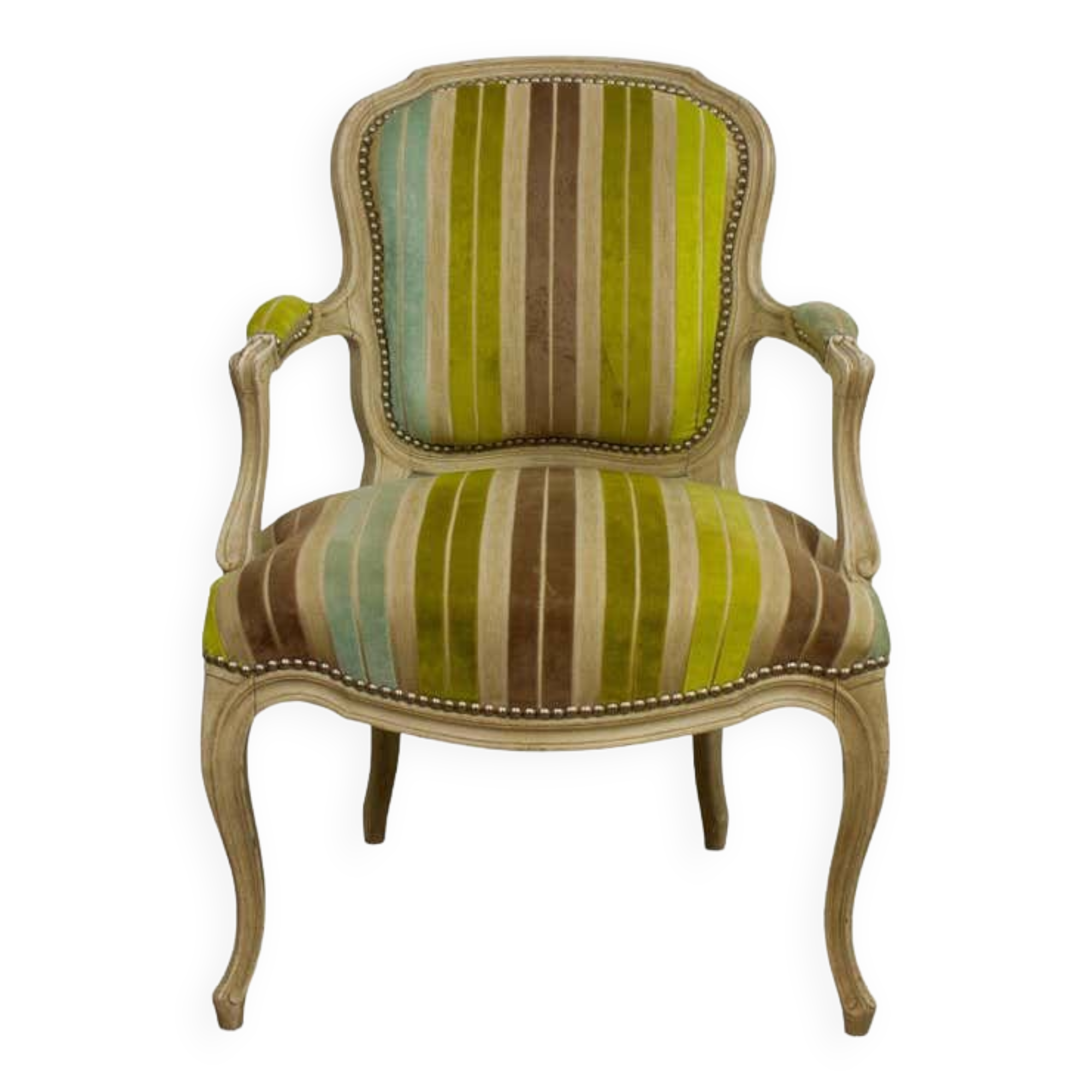 Louis XV style embossed velvet armchair - circa 1950 France